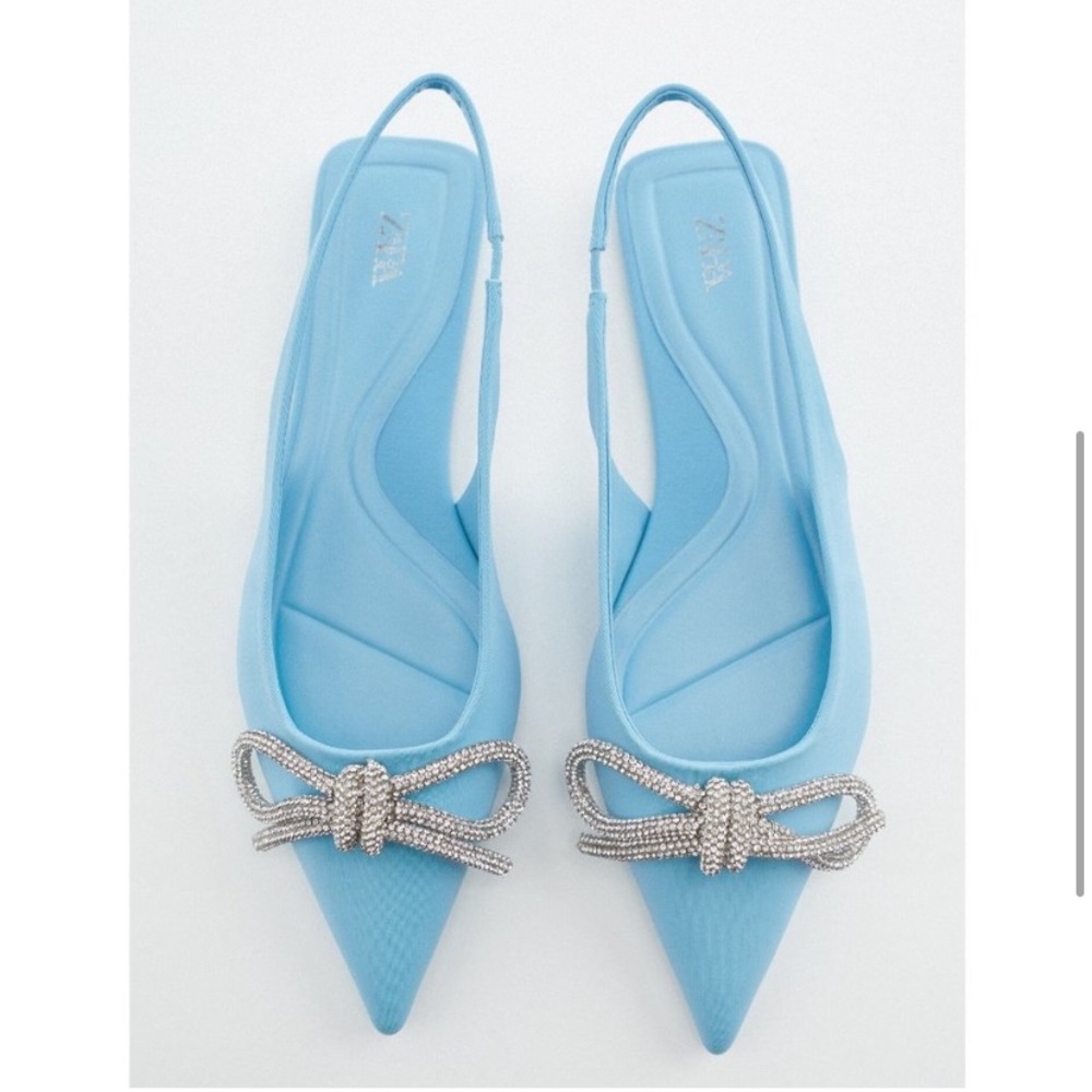 Embellished bow flat mules